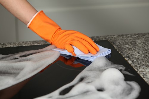House cleaning supplies arranged for a tidy home