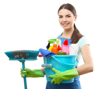 Bathroom house cleaning with sparkling fixtures and mirror