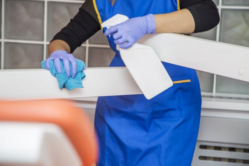 Professional cleaning of office meeting room surfaces